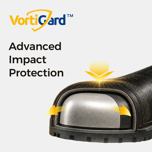 Tecnologia di protezione della punta VortiGard™ per calzature di sicurezza resistenti agli urti